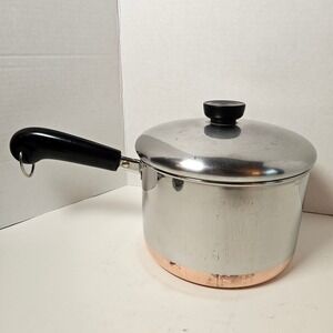 Vintage Revere Ware 3 Qt Copper Bottom Saucepan with Lid Made in USA 90c